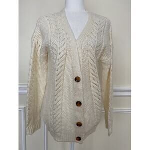 CENY Mix Cable Grandpa Knit Cardigan Sweater size Medium A003554